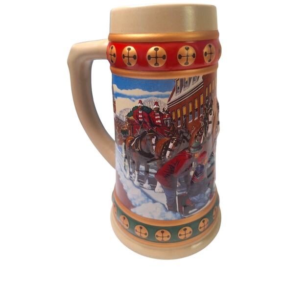 Handcrafted Budweiser Stein 1993 Hometown Holiday 3D Beer Made In Brazil - Picture 1 of 6